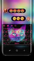 Galaxy Neon Cat Keyboard theme Affiche