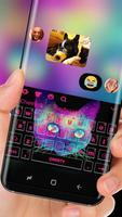 Galaxy Neon Cat Keyboard theme screenshot 2