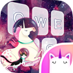Galaxy Unicorn Kitty Bàn phím Theme cho Girls