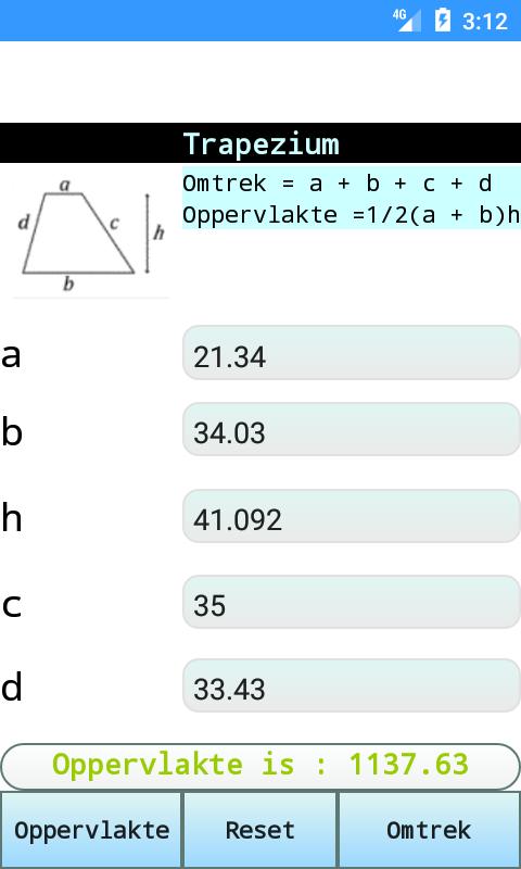 Oppervlakte naar omtrek calculator