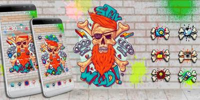 Graffiti Skull Street Pirate Theme Ekran Görüntüsü 3