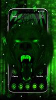 3d Green Neon Bear Affiche