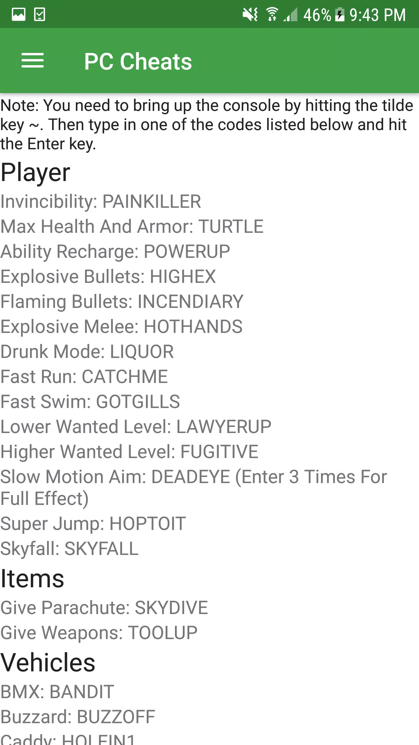 All Cheats for GTA V (5) on the App Store