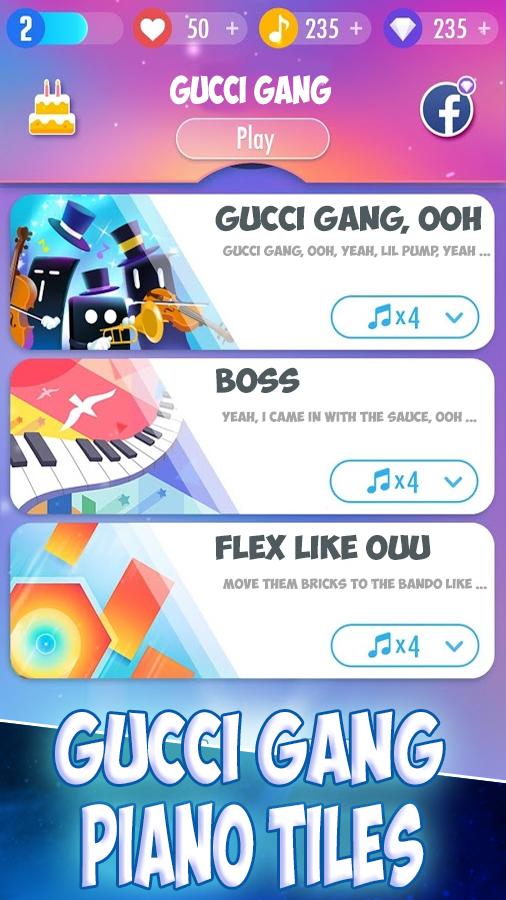 Lil Pump Gucci Gang Piano Tiles For Android Apk Download - gucci gang roblox free music download