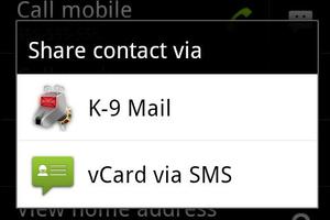vCard via SMS gönderen