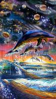 dolphin galaxy ocean planets keyboard water paint Ekran Görüntüsü 1
