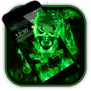 APK Neon Skull Green Fire Theme