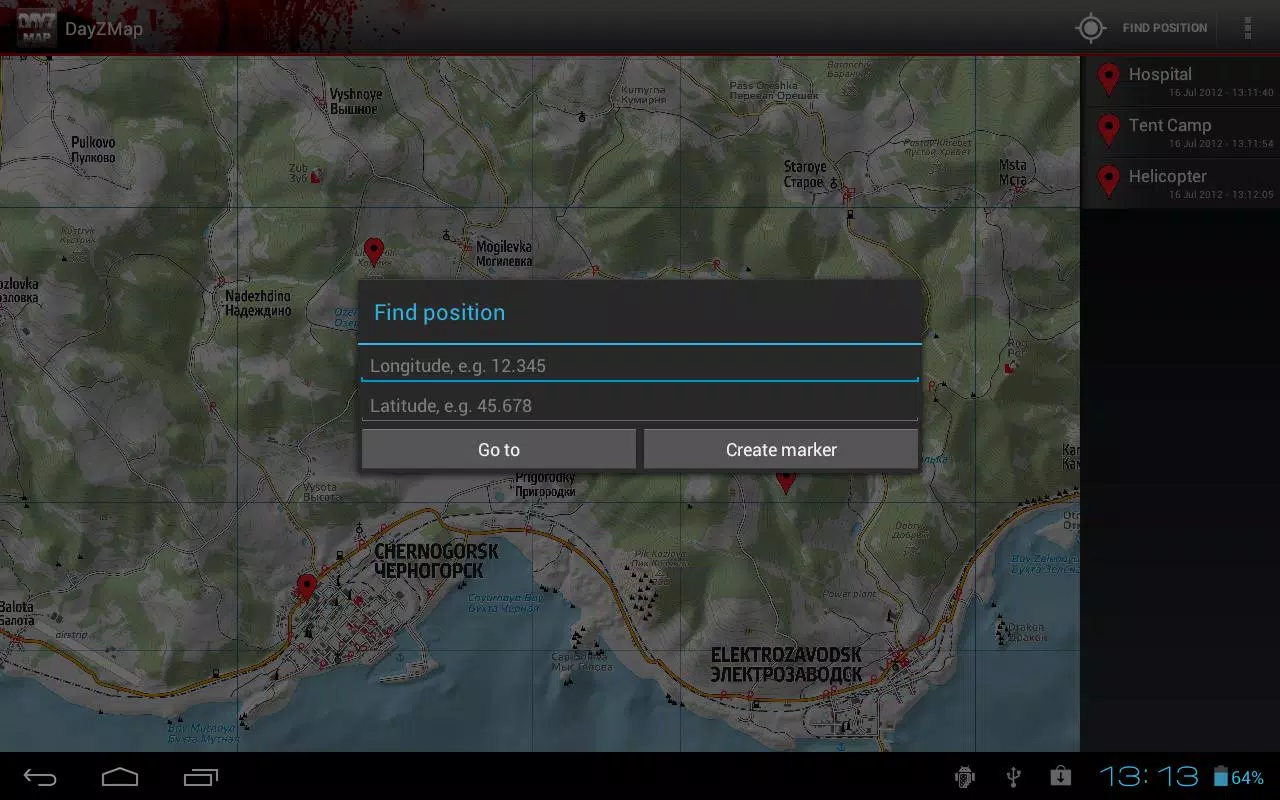 Day Z Map: Including Vehicle Locations::Appstore for Android