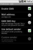 برنامه‌نما WebSMS: GMX Connector عکس از صفحه