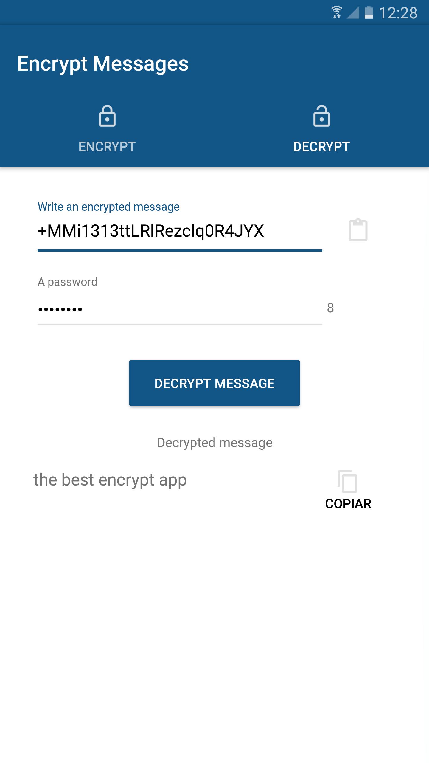 Encrypt message. Encrypt app.