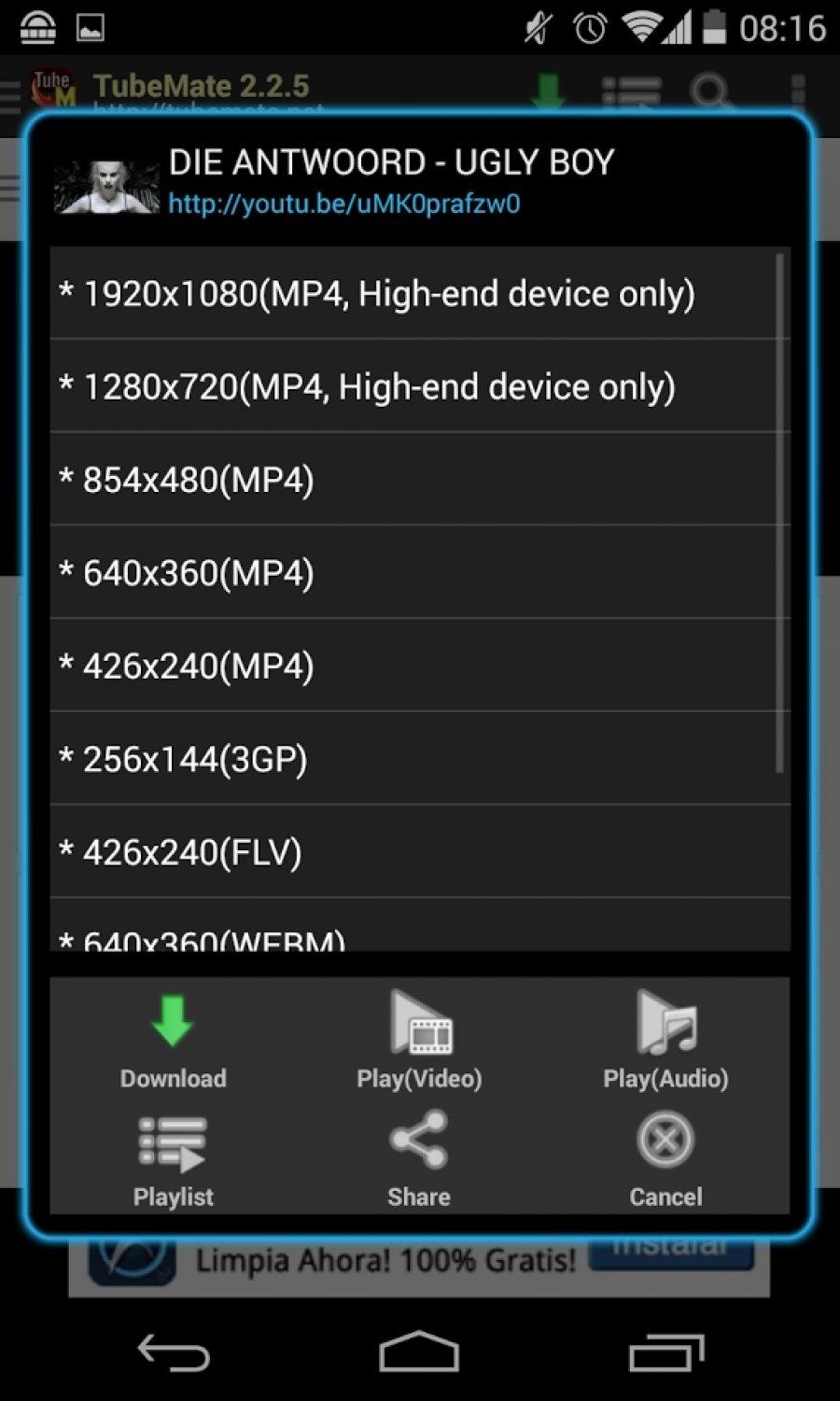 Descarga de APK de TubeMate para Android