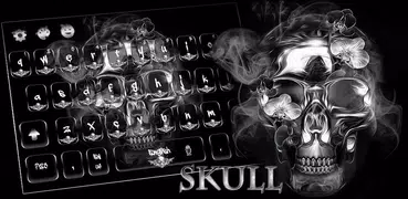 ハロウィーンのための黒い頭蓋骨のキーボードのテーマ skull
