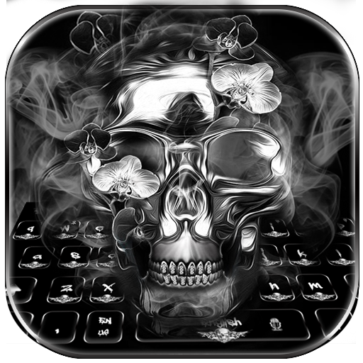 Negro cráneo teclado tema skull