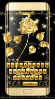 Złoto Róża klawiatura motyw gold new year plakat