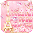 Roze nam Paris toetsenbord thema-icoon