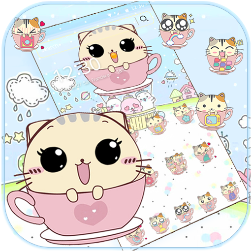 Kawaii kitty tema vaso gato wallpaper Cup cat