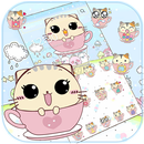 Kawaii Kitty Chủ đề Tách con mèo hình nền Cup cat APK