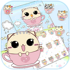 Kawaii pot thema kop kat behang Kawaii kitty-icoon