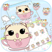 Android 用の 無料かわいいキティのテーマカップ猫の壁紙 Kawaii Kitty