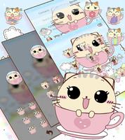 Kawaii gatinha tema copo gato wallpaper Cup cat imagem de tela 2