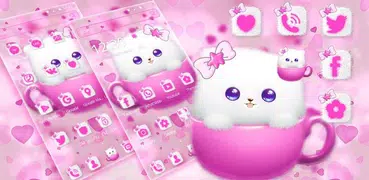 Rosa gatinha tema wallpaper Pink kitty