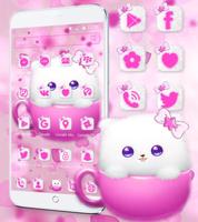 Rose minou theme wallpaper Pink kitty capture d'écran 1