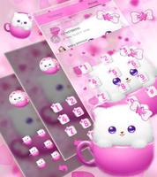 Rose minou theme wallpaper Pink kitty capture d'écran 2