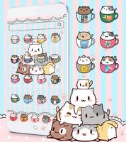 Cup Kitty Theme Wallpaper تصوير الشاشة 1