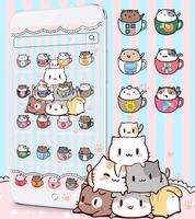 Cup Kitty Theme Wallpaper capture d'écran 1