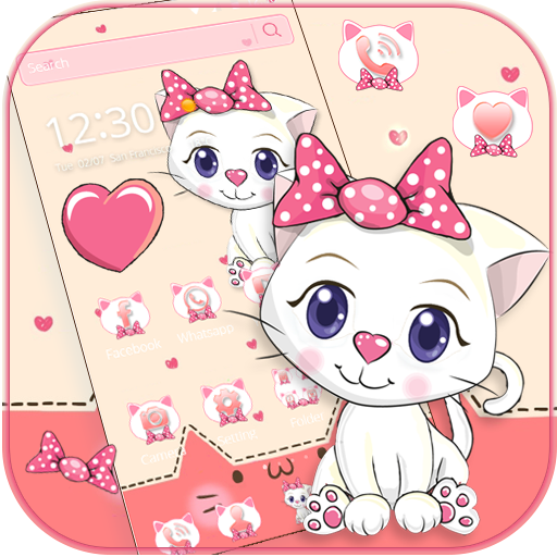 Pink Kitty Bow Cat Cartoon Theme