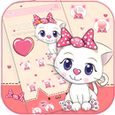 Pink Kitty Bow Cat Cartoon Theme APK
