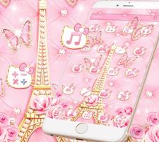 Pink Paris Diamond Kitty Theme ảnh chụp màn hình 1