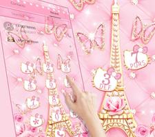 Pink Paris Diamond Kitty Theme ảnh chụp màn hình 2