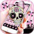 APK Sugar Skull Theme Pink Flower Skull