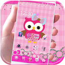 APK Pink Owl Theme Rosy Lace Bow