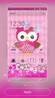 برنامه‌نما Pink Owl Theme Rosy Lace Bow عکس از صفحه