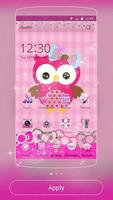 Pink Owl Theme Rosy Lace Bow পোস্টার