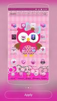 برنامه‌نما Pink Owl Theme Rosy Lace Bow عکس از صفحه