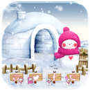 Розовый Снеговик снег зима тема APK