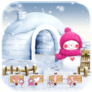 Màu hồng snowman tuyết chủ đề mùa đông APK
