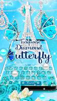 Hermoso teclado mariposa diamante Poster