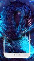 Neon Blue Dragon Theme Affiche