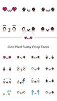 Cute Pixel Funny Emoji Faces ポスター