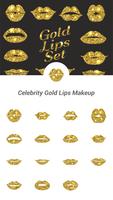 Celebrity Gold Lips Makeup Affiche