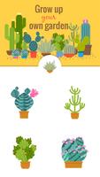 Green Floral Cactus Stickers capture d'écran 1