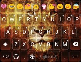 Fiery Lion Emoji Keyboard Affiche