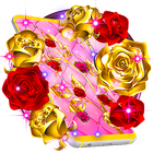 Golden and Red Roses Live Wall icône