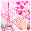 Pink Love Paris Eiffel Tower Keyboard Theme