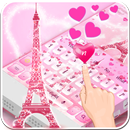 Pink Love Paris Eiffel Tower Keyboard Theme APK