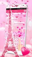 Pink Love Paris Eiffel Tower Keyboard Theme capture d'écran 1